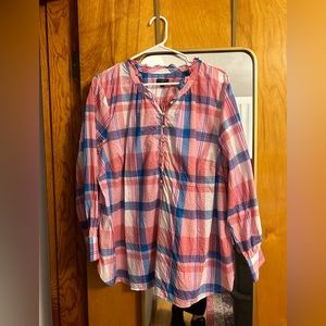 Talbots 2X Plaid Top
